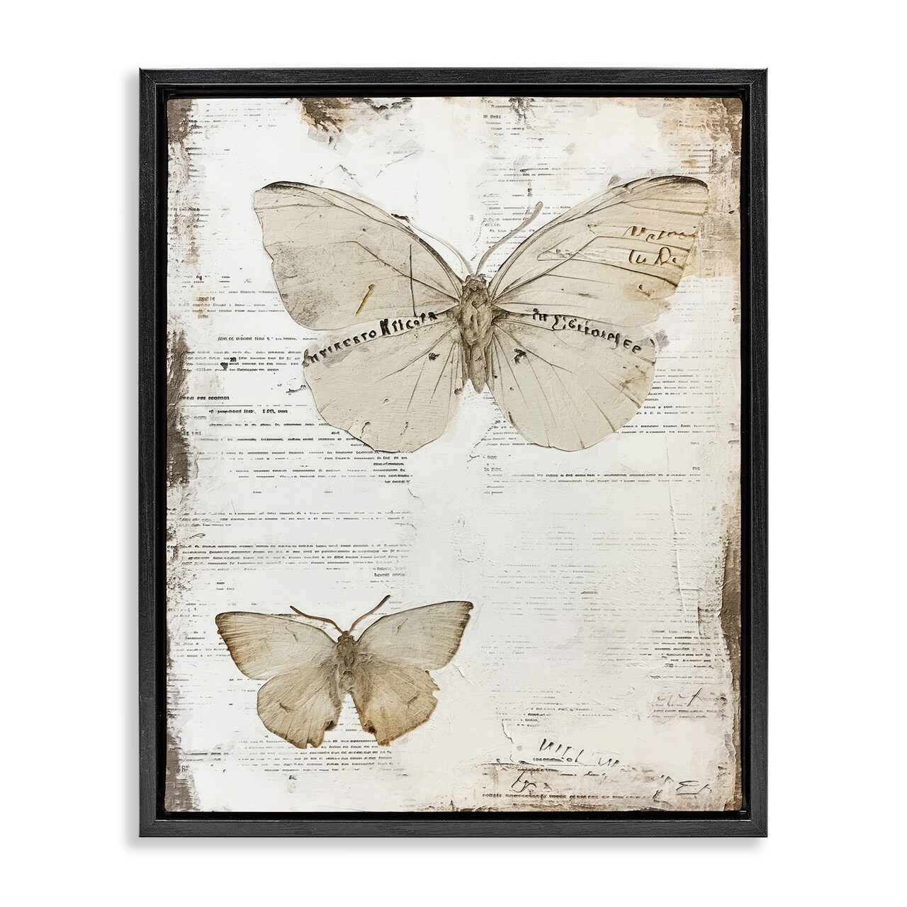 Stupell Industries Butterfly Journal Collage Framed Floater Canvas Wall Art Design by RileyB